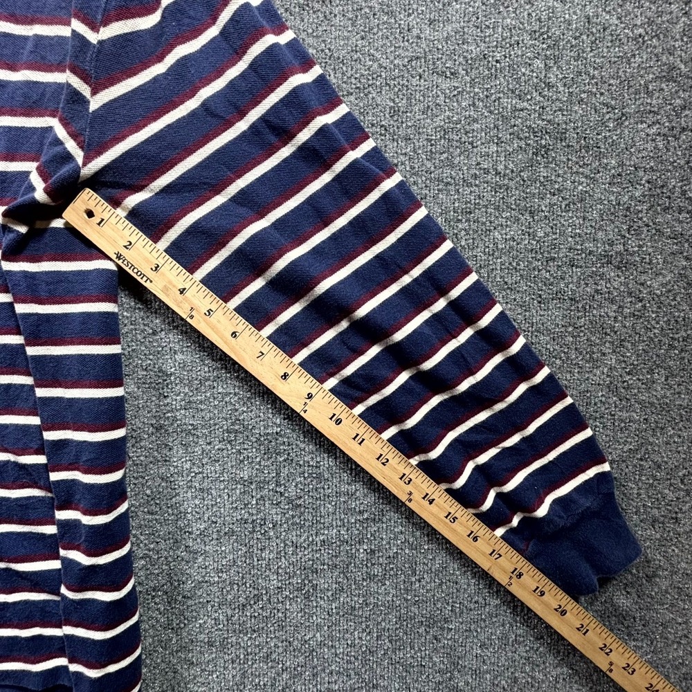 Vintage Polo Ralph Lauren Shirt Men's Large Blue Striped Knit Cotton Pony Logo - Picture 7 of 13